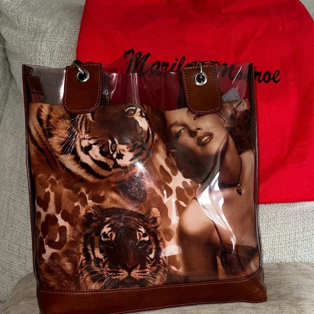 Marilyn Monroe Clear and Brown Tote Bag
